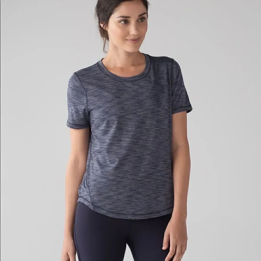Lululemon Long Distance Short Sleeve Tee - Heathered Deep Navy
